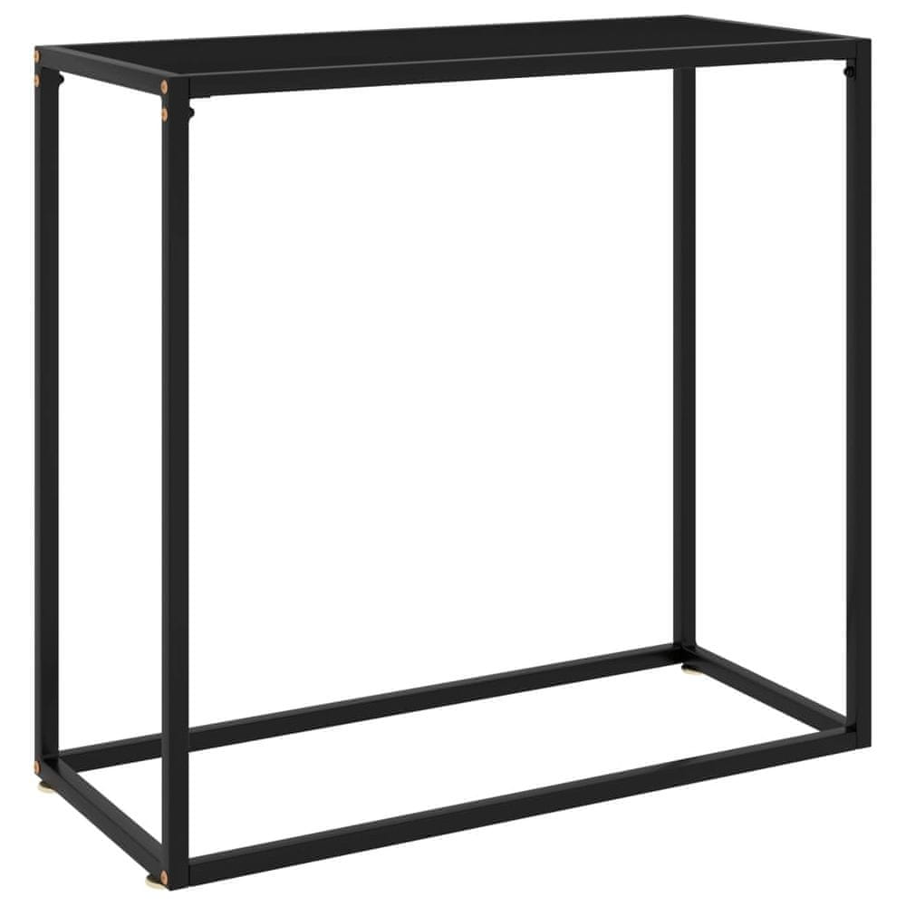Petromila vidaXL Konzolový stolík čierny 80x35x75 cm tvrdené sklo